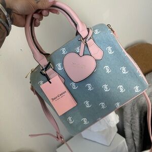 Juicy Couture Pink and Blue Satchel with Nautical Charm